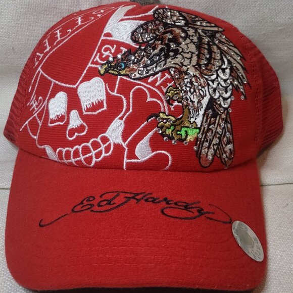 Ed Hardy Love Kills Slowly Adjustable Snapback Hat - Vintage - Picture 2 of 9